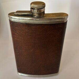 Brown Leather Hip Flask - Vintage